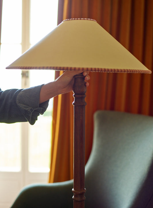 Card Lampshade, Large, Pink Stripe Trim