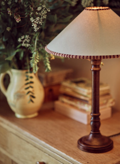 Card Lampshade, Medium, Pink Stripe Trim