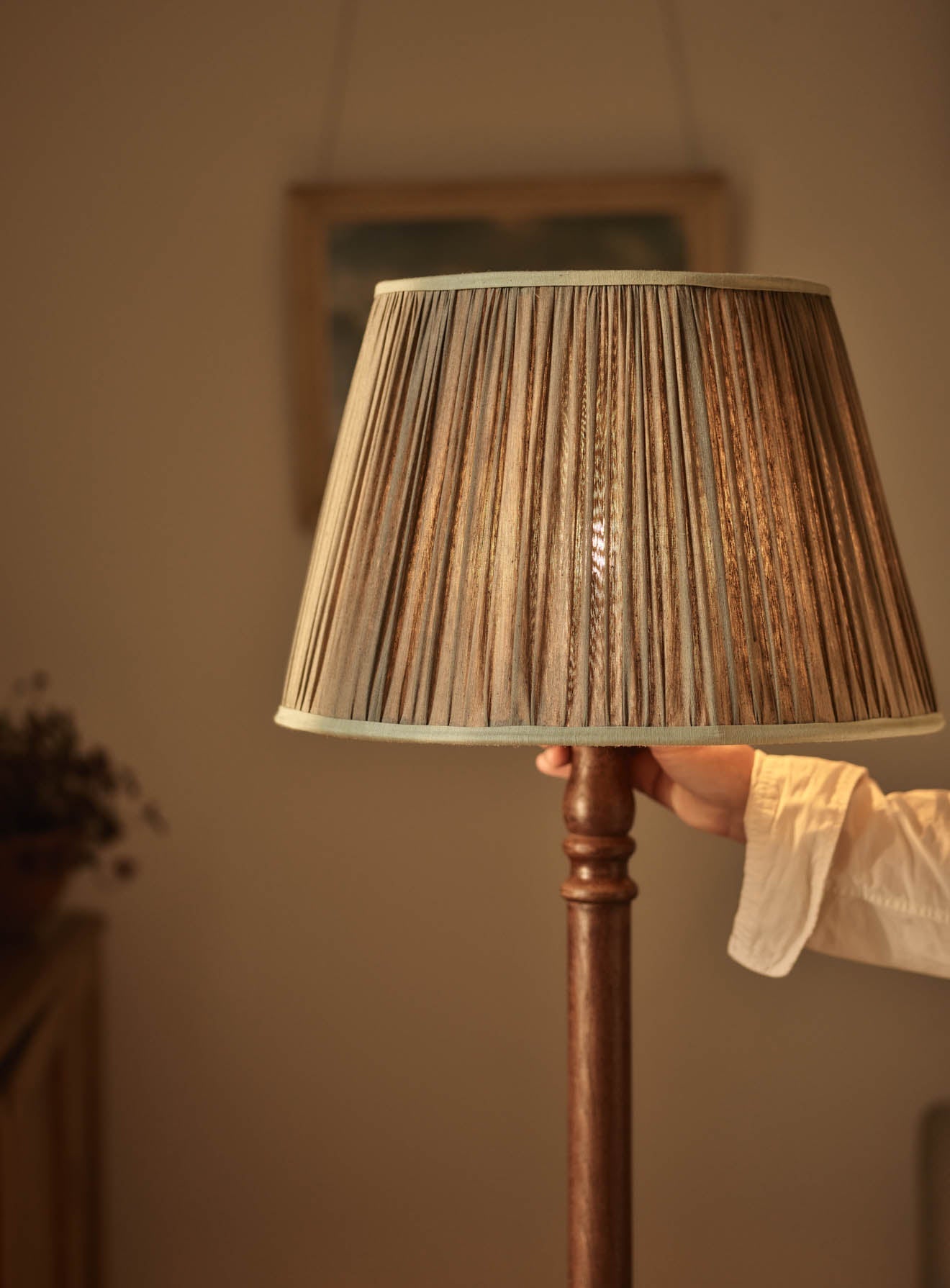 Gathered Silk Lampshade, Large,