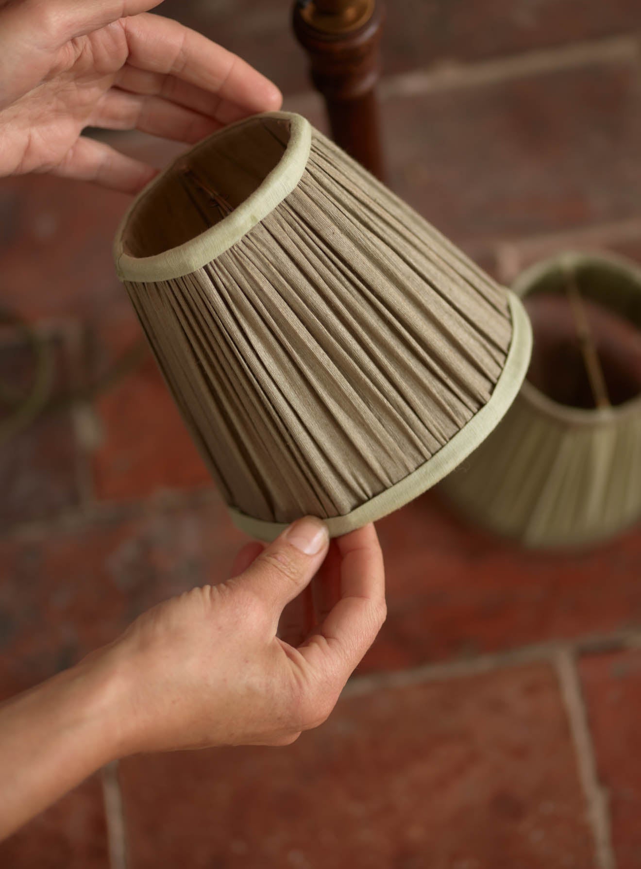 Gathered Silk Lampshade, Small,