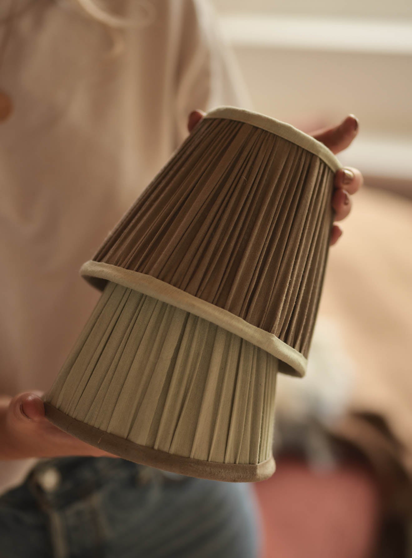 Gathered Silk Lampshade, Small,