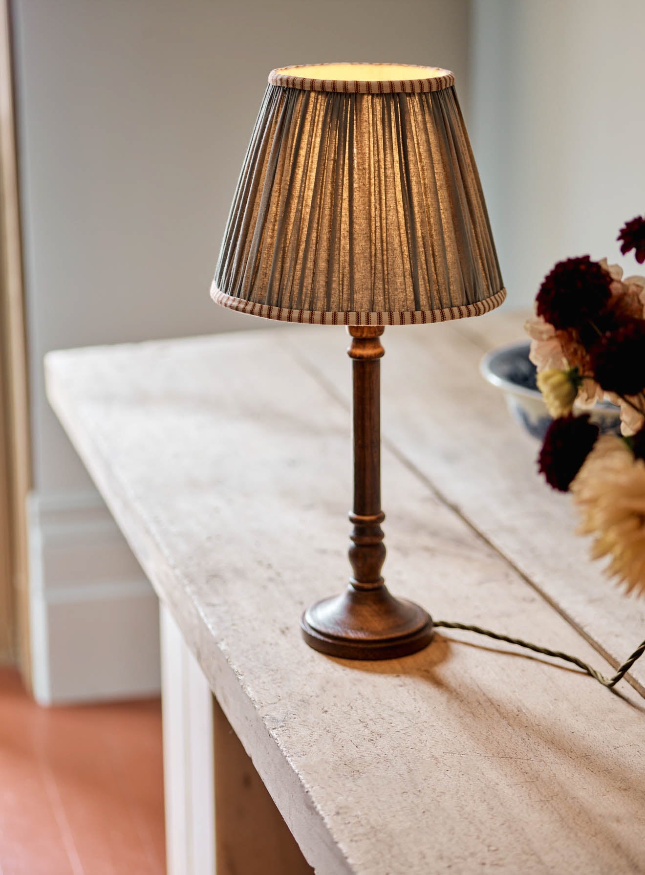 Cotton Lampshade, Large, Soft Blue