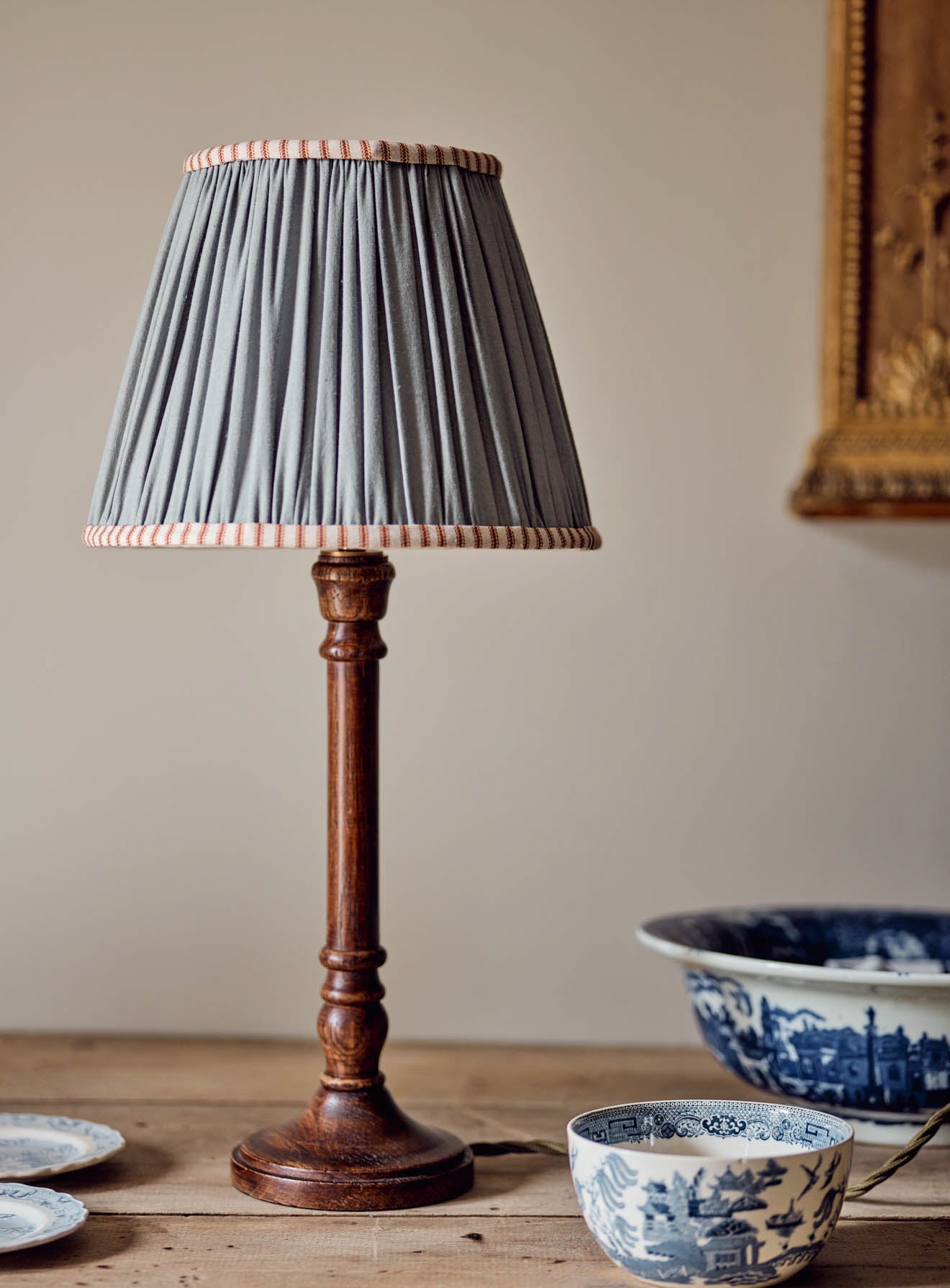 Cotton Lampshade, Large, Soft Blue