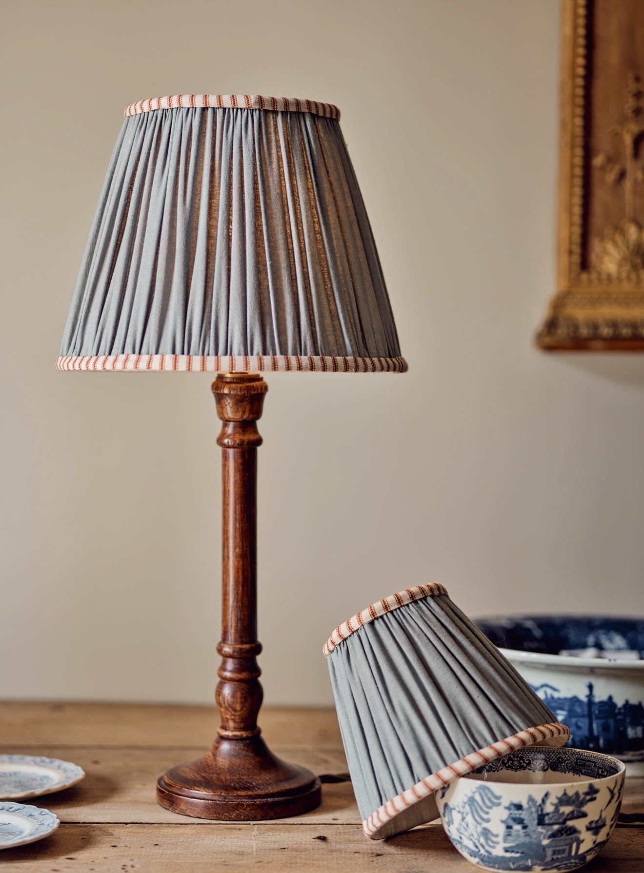 Cotton Lampshade, Large, Soft Blue